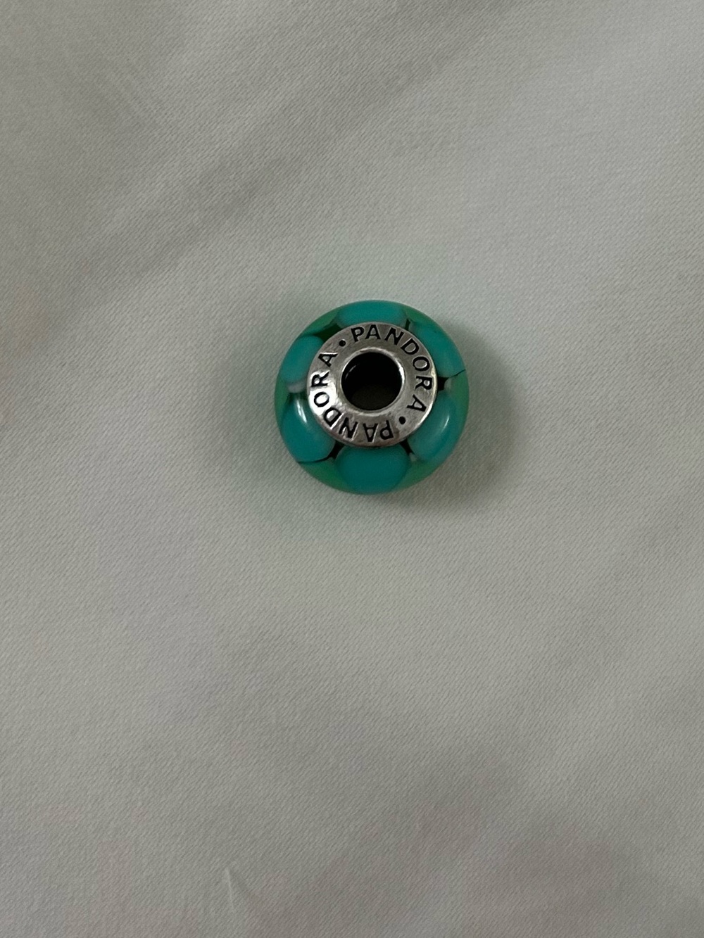 Pandora Blue/Green Glass Charm with Silver Core